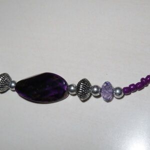 Vintage Purple and Silver Beaded Necklace